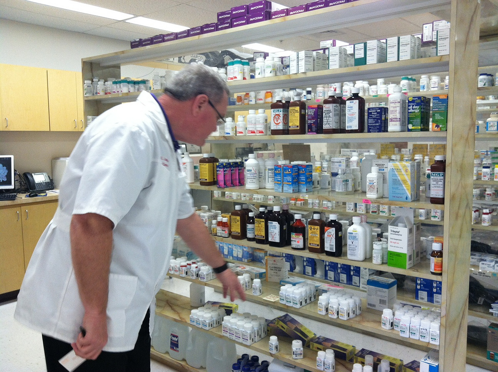 The pharmacy at our partner clinic, Thomas Langley Medical Center in Sumterville, Florida.