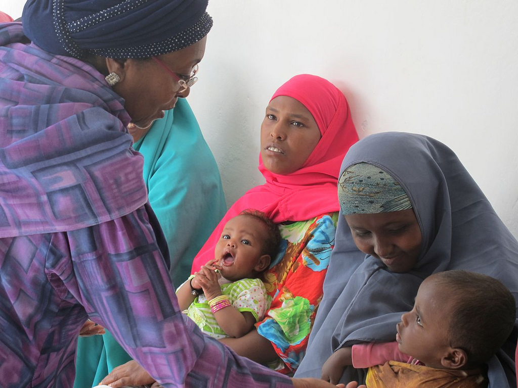 Edna Adan (left) meets with patients.