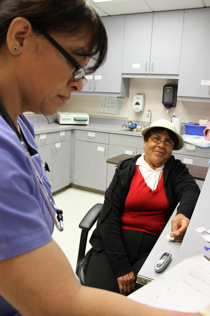 A patient receives treatment at the Dr. Virgil Gianellli Medical Clinic. Photo courtesy of St. Mary's Dining Room. A patient receives treatment at the Dr. Virgil Gianellli Medical Clinic. Photo courtesy of St. Mary's Dining Room.