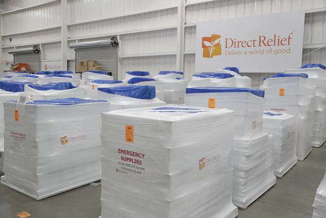 Three emergency preparedness modules filled with medicines and supplies are on the ground in the Philippines.