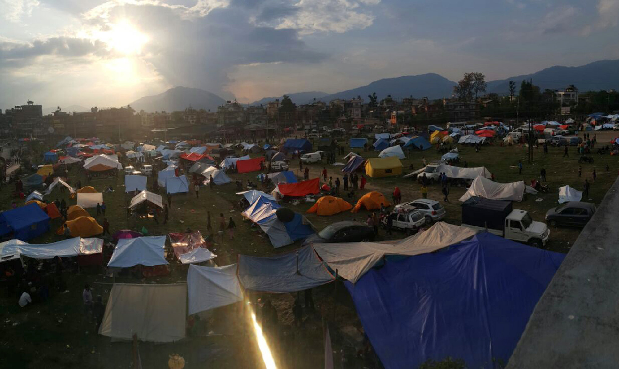 Nepal Earthquake - Displaced People set up Tents