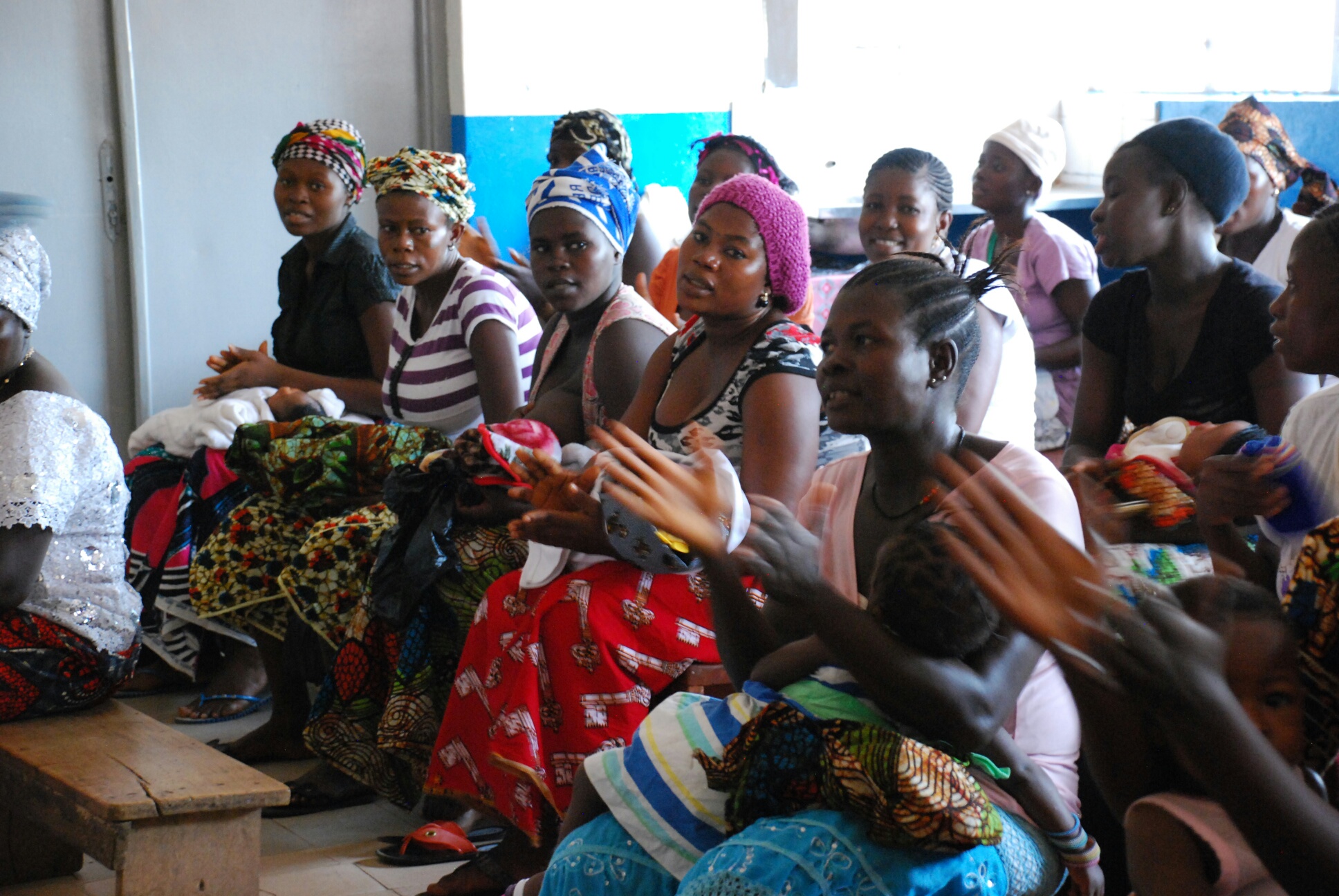 Women at a health center in Sierra Leone.