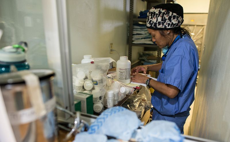 nurse with product
