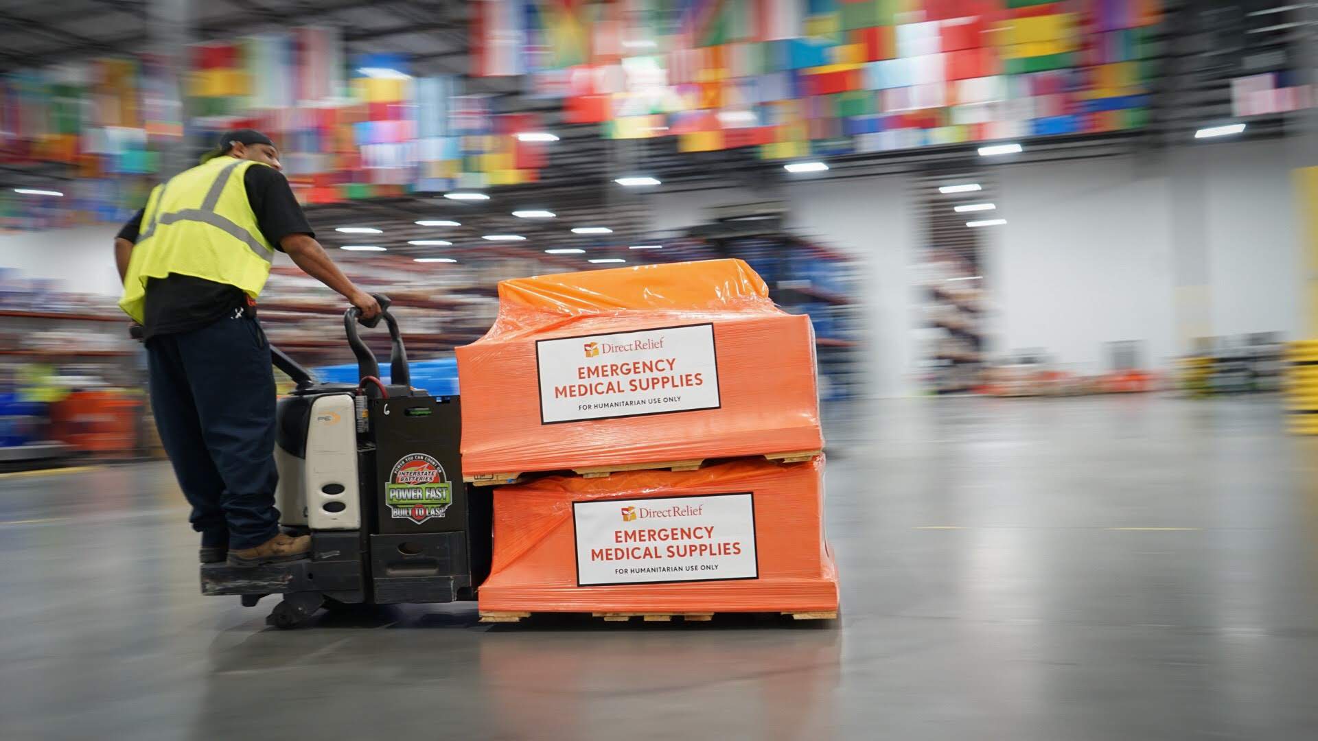 Direct Relief staff prepare medical supplies for shipment from Direct Relief's Santa Barbara warehouse to Saipan, Northern Mariana Islands, after Super Typhoon Yutu damaged many homes and health facilities in October 2018. (Lara Cooper/Direct Relief)