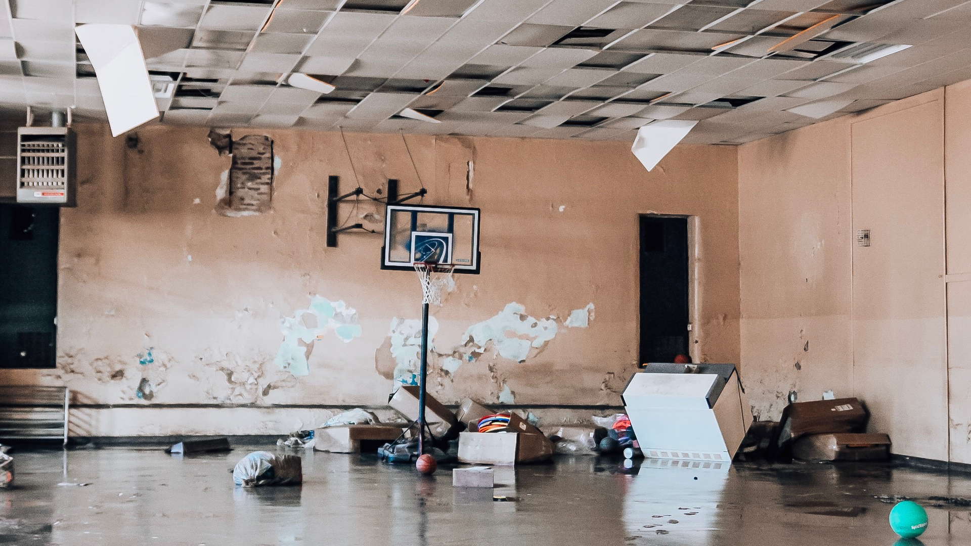 A school gym in eastern Oklahoma was just one of many buildings flooded by ongoing rains in the region, which have displaced thousands. (Photo courtesy of Stigler Health and Wellness Center)