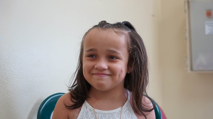 Jarianna Cruz at Dr. Antonio Ortiz University Pediatric Hospital on August 6, 2019, just after a dialysis session. (Tony Morain/Direct Relief)