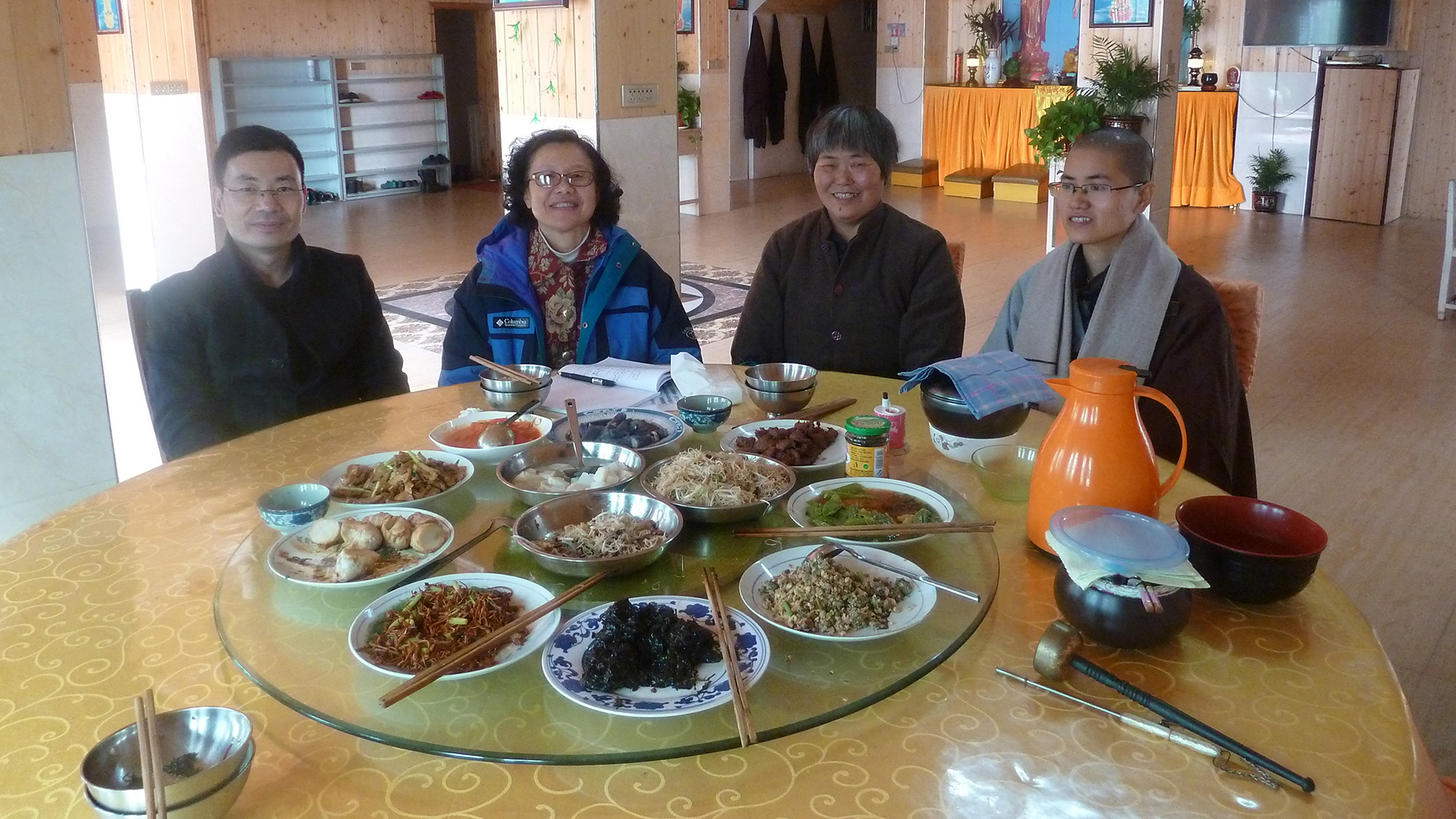 Professor Mayfair Yang, second from left, conducting anthropological research in Wenzhou. (Photo courtesy of Mayfair Yang)