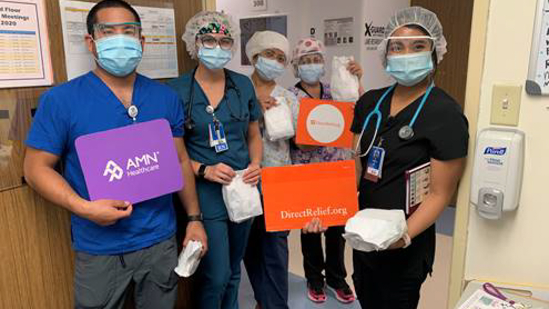 Health care providers at Scripps Health with their donated PPE. (Photo Courtesy of Scripps Health)