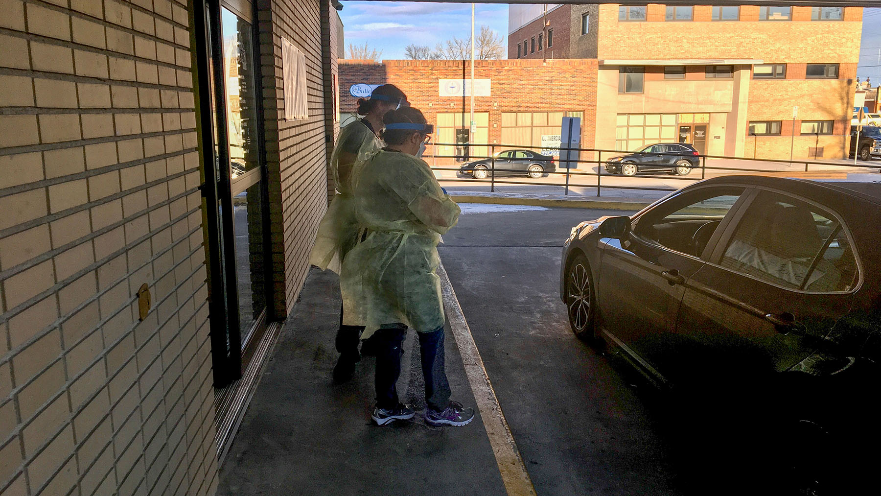 Health care workers at Spectra Health conduct a Covid-19 test in Grand Forks, North Dakota. (Photo courtesy of Spectra Health)