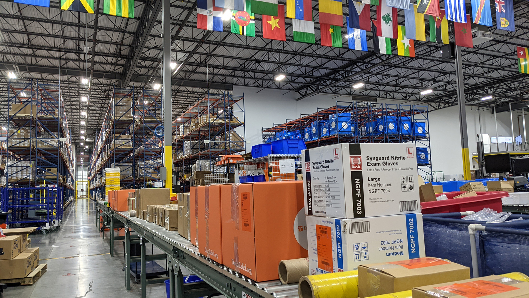 Shipments of medical aid for Texas communities are prepped for departure at Direct Relief's warehouse on Friday, Feb. 19, 2021. (Tony Morain/Direct Relief)