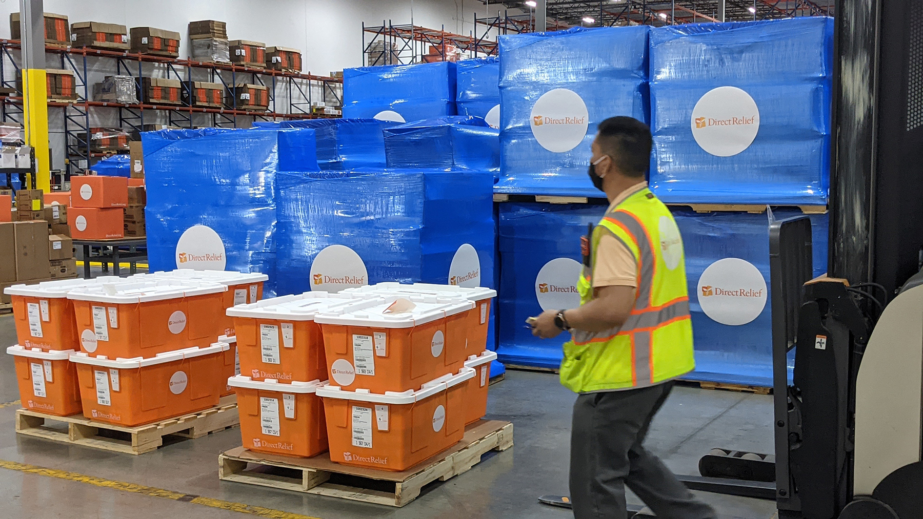 Emergency medical supplies are prepped for departure to Syria on Thursday, Feb. 25, 2021. The shipment was one of 355 to depart the organization's warehouse in the last seven days. (Tony Morain/Direct Relief)