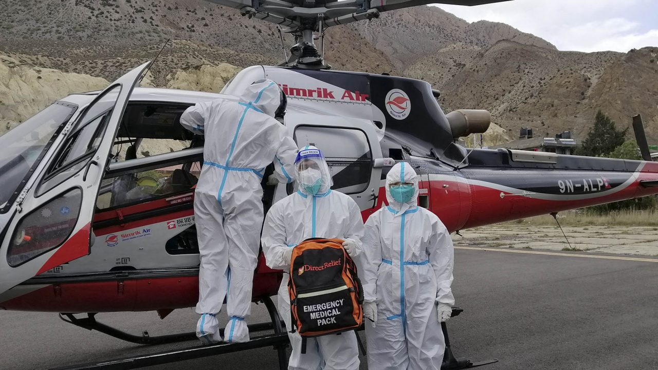 Volunteers with Mountain Heart Nepal prepare to provide medical support to an airlifted patient. (Photo courtesy of Mountain Heart Nepal)