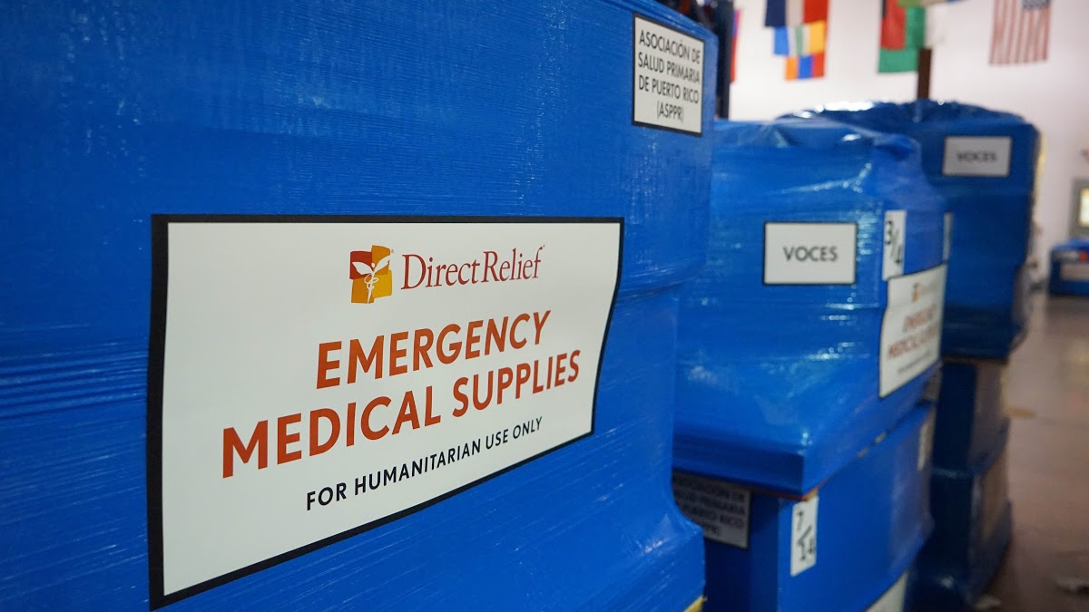 Forty tons of medical aid left Direct Relief's warehouse Dec. 12, bound for healthcare facilities across Puerto Rico. The shipment will be airlifted to San Juan, where it will be distributed to 20 health centers and six hospitals across the island. The Puerto Rico Department of Health, the Puerto Rico Department of Health, and VOCES are all slated to receive the shipment, worth more than $20 million. The shipment is filled with critical medicines, including epinephrine, IV fluids, surgical supplies and solar suitcases that provide emergency power. (Lara Cooper/Direct Relief)