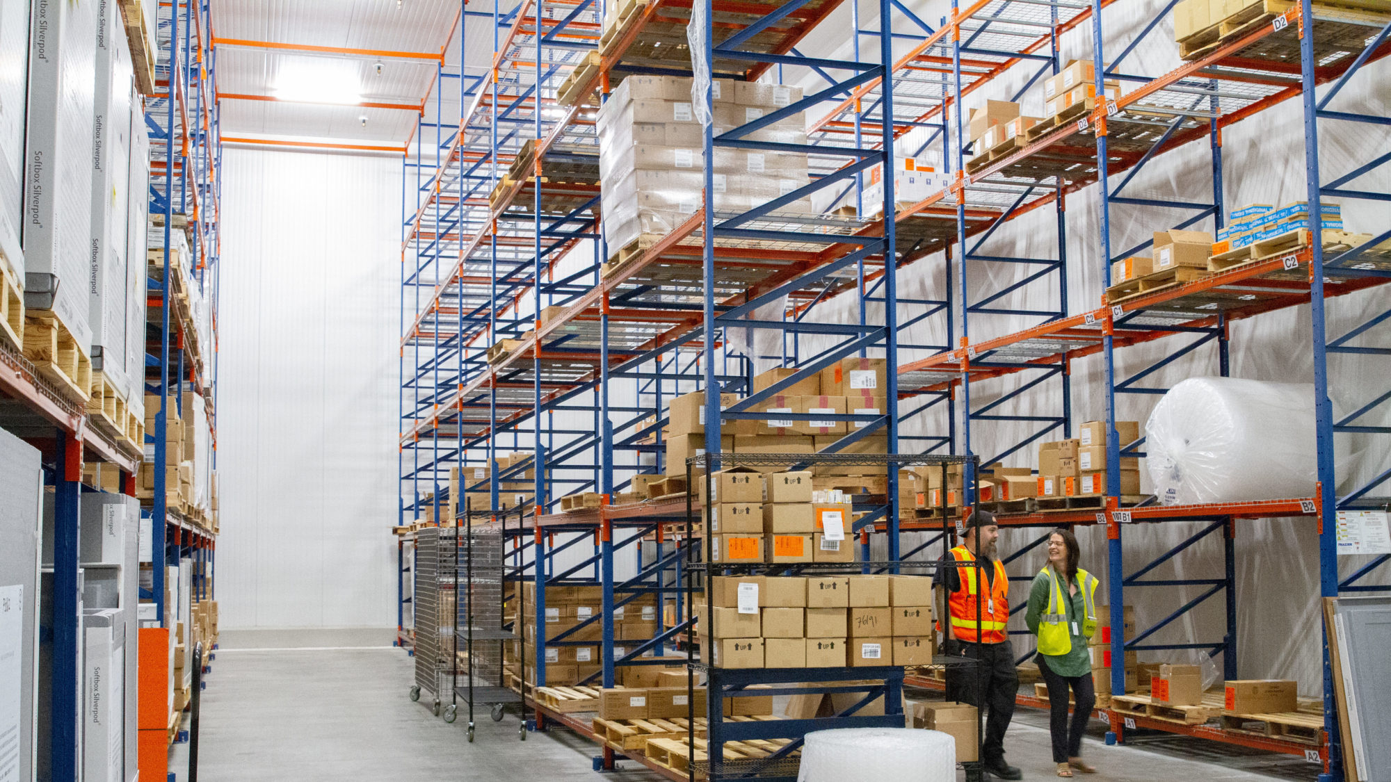 When Direct Relief receives a donation of insulin, it is stored in the organization’s 2,800-square-foot cold room, which stays between between 36 and 41 degrees Fahrenheit. The room is stacked floor to ceiling with temperature-sensitive medications, like insulin and vaccines, and where that medication is packed into special cold shipping containers that keep temperature consistent until the insulin arrives at the health center, clinic or hospital able to store it and administer to patients. (Lara Cooper/Direct Relief)